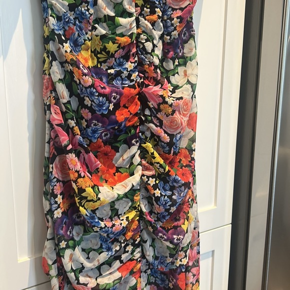 Mary Katrantzou x Lipsy Multicolour Ditsy Floral Chiffon Ruched Maxi Dress Sz 10 - Picture 13 of 17